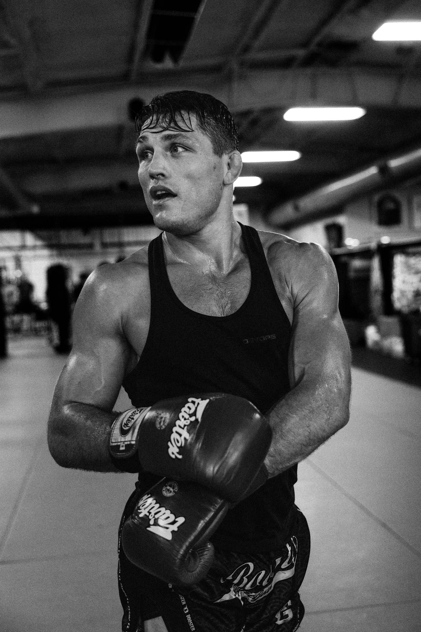 Athlete training in a boxing gym
